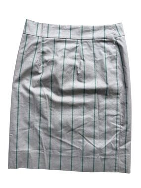 Handmade Unique Skirt - Taupe with Teal Lines